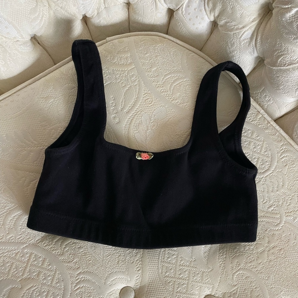 NLT black rib square bra